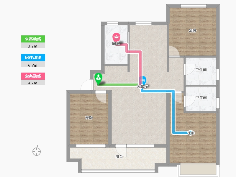 辽宁省-沈阳市-荣盛锦绣观邸浑南中路（34,11,10）号楼129m²-94.82-户型库-动静线