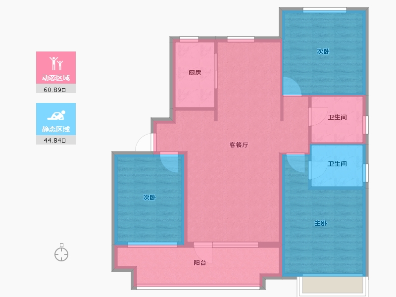 辽宁省-沈阳市-荣盛锦绣观邸浑南中路（34,11,10）号楼129m²-94.82-户型库-动静分区