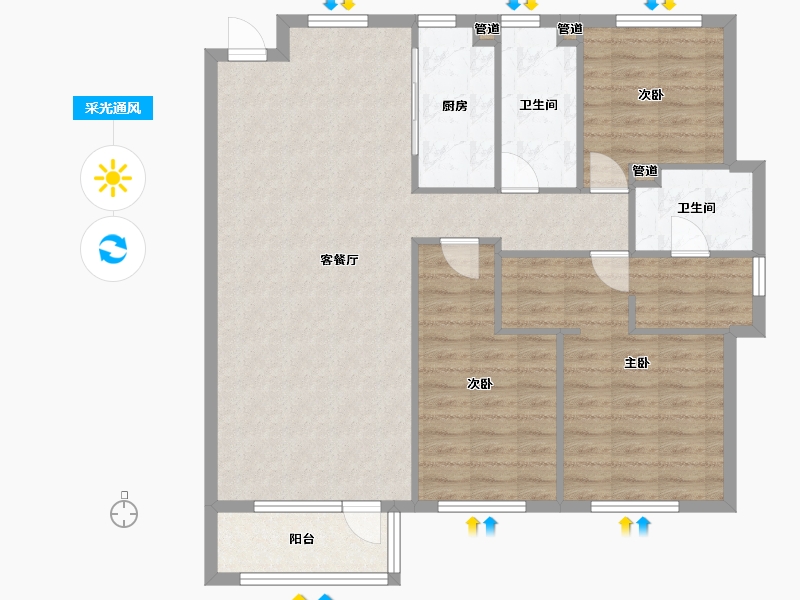 辽宁省-沈阳市-荣盛锦绣观邸浑南中路49号-6号（6号楼）132m²-103.50-户型库-采光通风