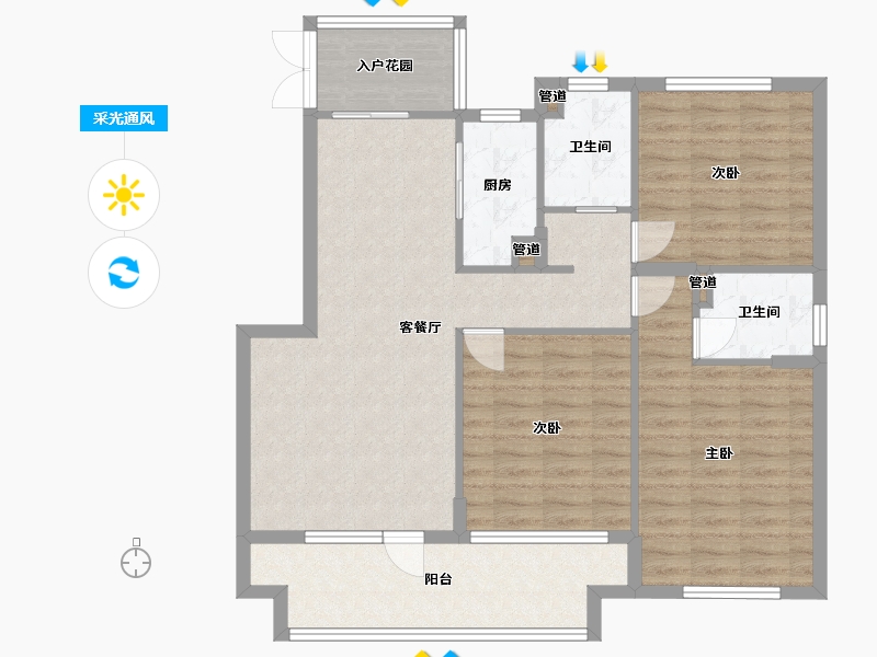 辽宁省-沈阳市-荣盛锦绣观邸浑南中路49-35号（35）号楼120m²-100.74-户型库-采光通风