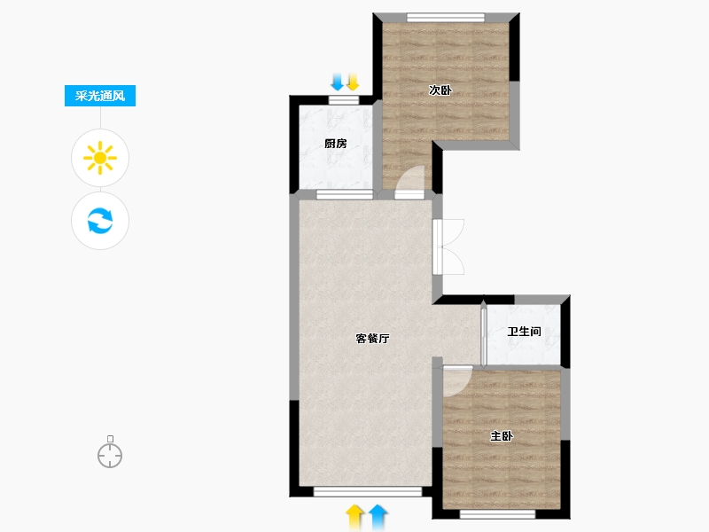 吉林省-长春市-居然世界里-62.45-户型库-采光通风