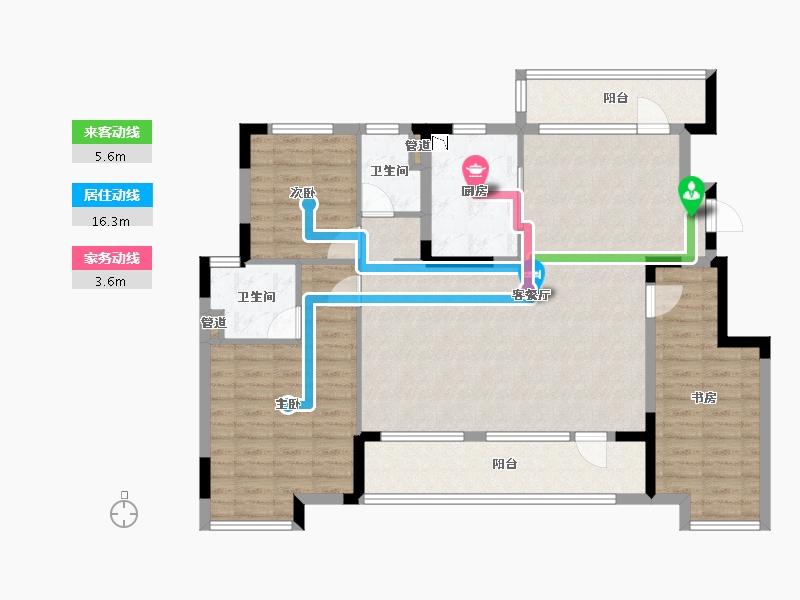 辽宁省-沈阳市-沈阳恒大四季上东全运五路(二期6号楼）C7户型137m²-109.59-户型库-动静线