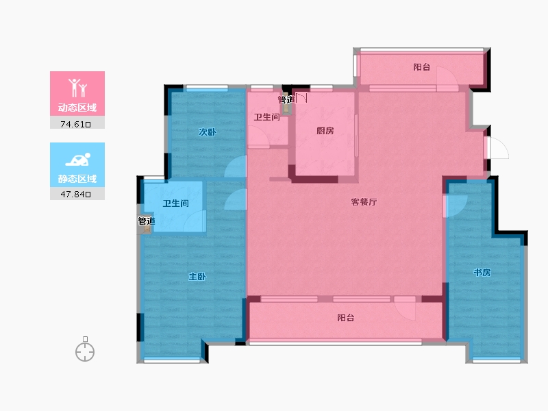 辽宁省-沈阳市-沈阳恒大四季上东全运五路(二期6号楼）C7户型137m²-109.59-户型库-动静分区