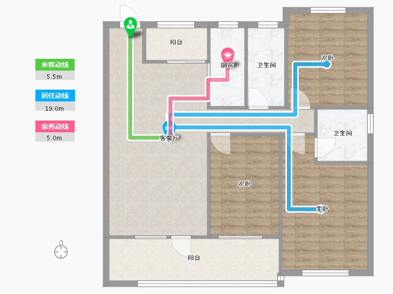 辽宁省-沈阳市-荣盛锦绣观邸浑南中路49号-7号（7）123m²-98.40-户型库-动静线