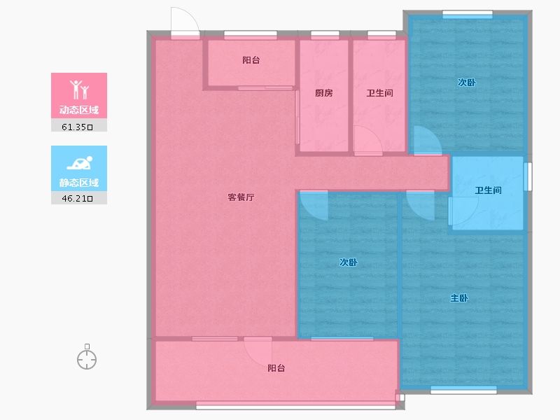 辽宁省-沈阳市-荣盛锦绣观邸浑南中路49号-7号（7）123m²-98.40-户型库-动静分区