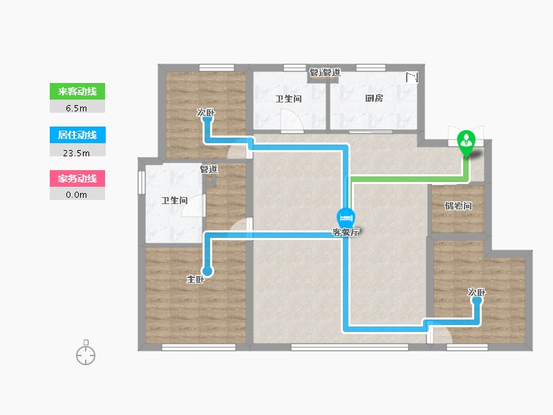 辽宁省-沈阳市-融创盛京宸院创新路（6,15,20,21,9）号楼125m²-100.11-户型库-动静线