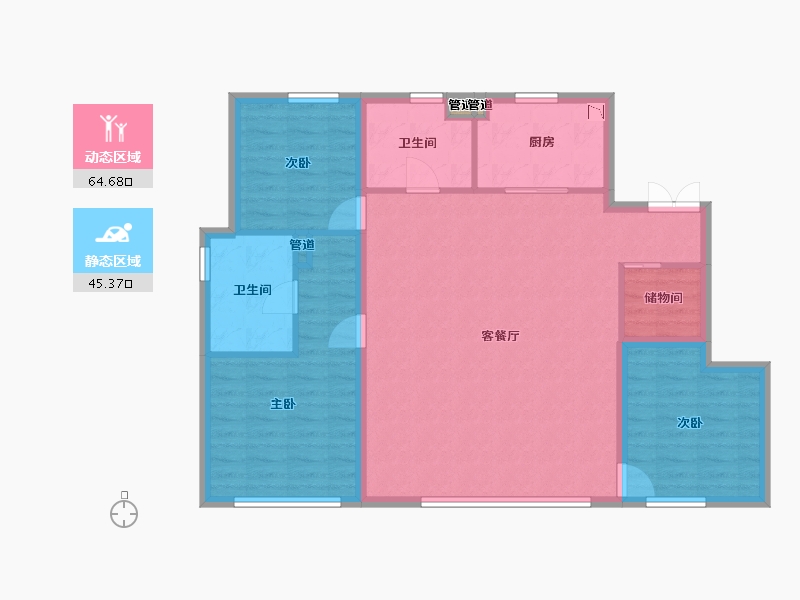 辽宁省-沈阳市-融创盛京宸院创新路（6,15,20,21,9）号楼125m²-100.11-户型库-动静分区