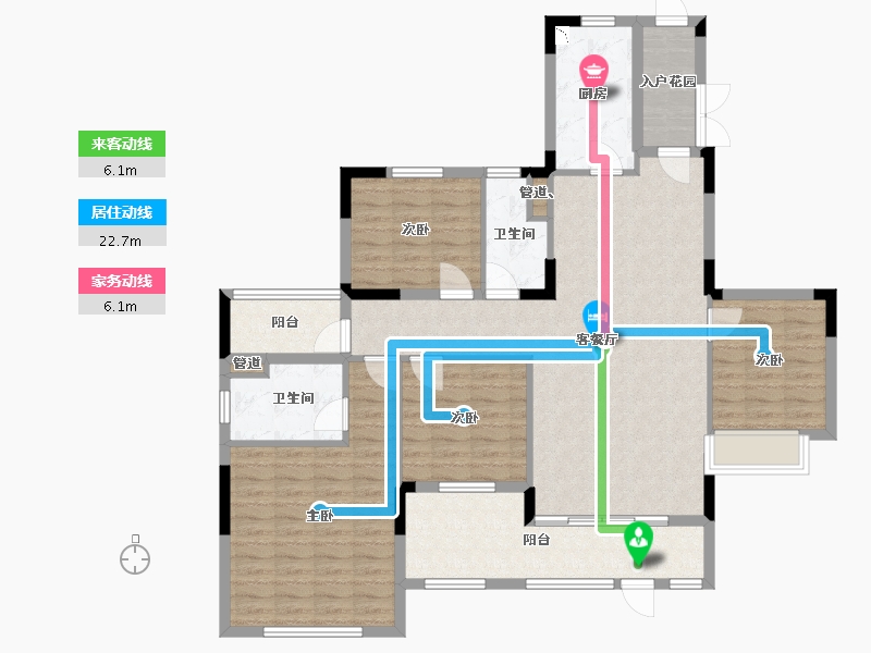 辽宁省-沈阳市-沈阳恒大四季上东全运五路(二期2号楼）E1户型158m²-126.40-户型库-动静线