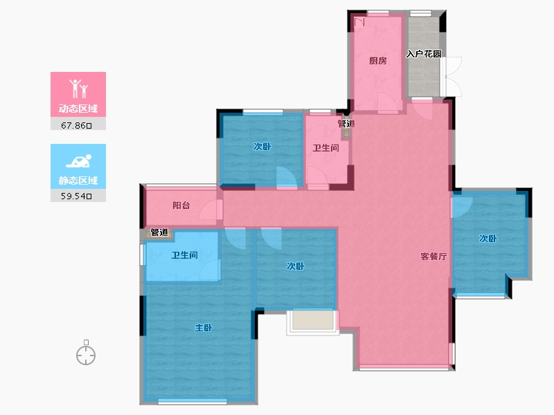 辽宁省-沈阳市-沈阳恒大四季上东全运五路(二期2号楼）E2户型150m²-120.00-户型库-动静分区