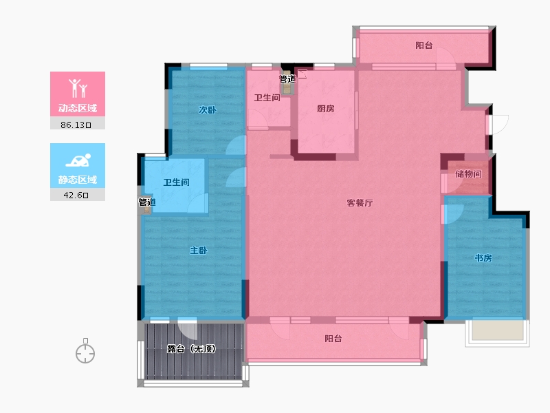 辽宁省-沈阳市-沈阳恒大四季上东全运五路(二期6号楼）C5户型154m²-123.20-户型库-动静分区