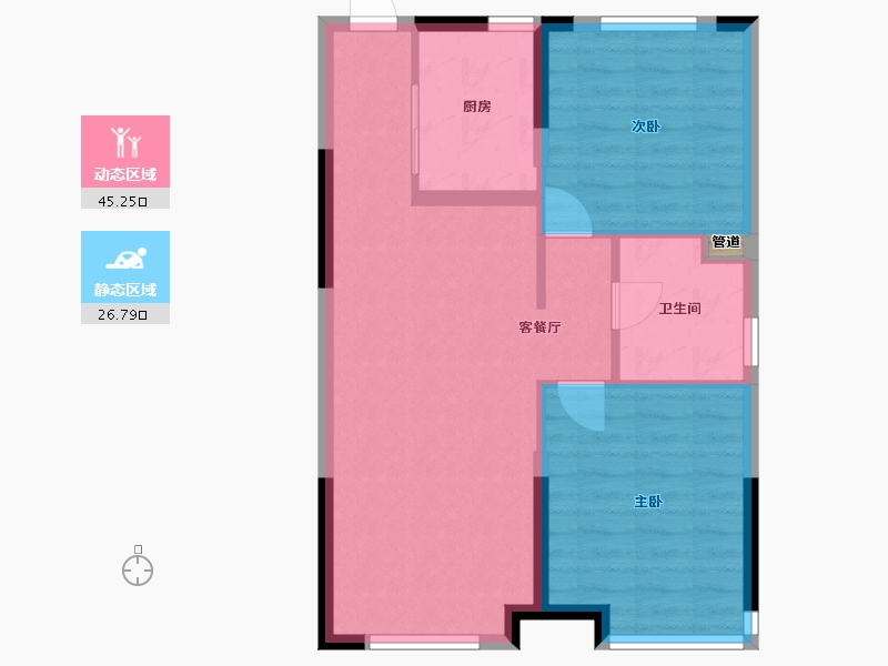 辽宁省-沈阳市-沈阳恒大四季上东全运五路（二期1,3,4,8,13）号楼A3户型94m²-65.20-户型库-动静分区