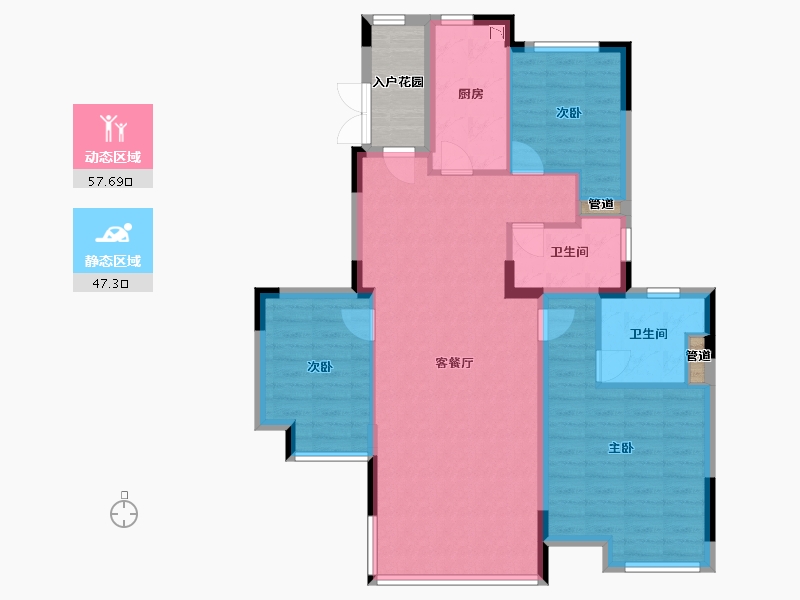 辽宁省-沈阳市-沈阳恒大四季上东全运五路二期(2,5)号楼F4户型125m²-100.00-户型库-动静分区