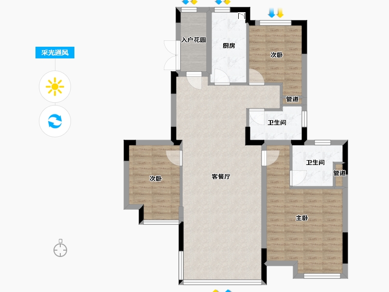 辽宁省-沈阳市-沈阳恒大四季上东全运五路二期(2,5)号楼F4户型125m²-100.00-户型库-采光通风