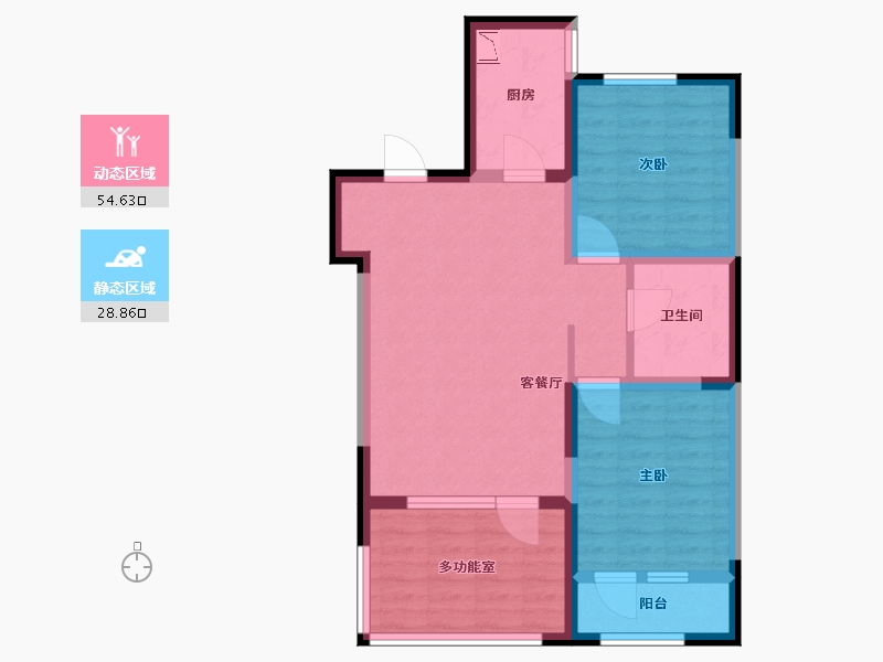 辽宁省-沈阳市-盛世园田居桃仙大街（29，30)号楼92m²-73.60-户型库-动静分区