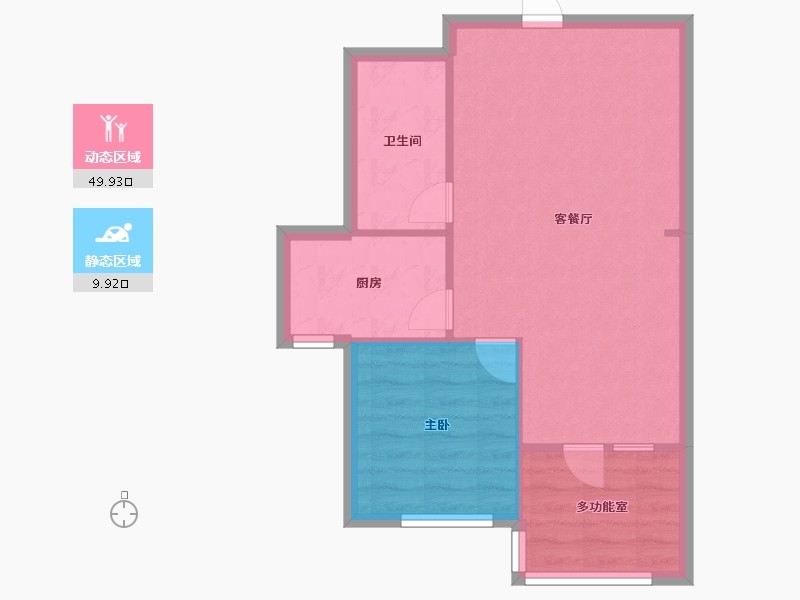 辽宁省-沈阳市-盛世园田居桃仙大街(8,9,10,11)号楼68m²-54.40-户型库-动静分区