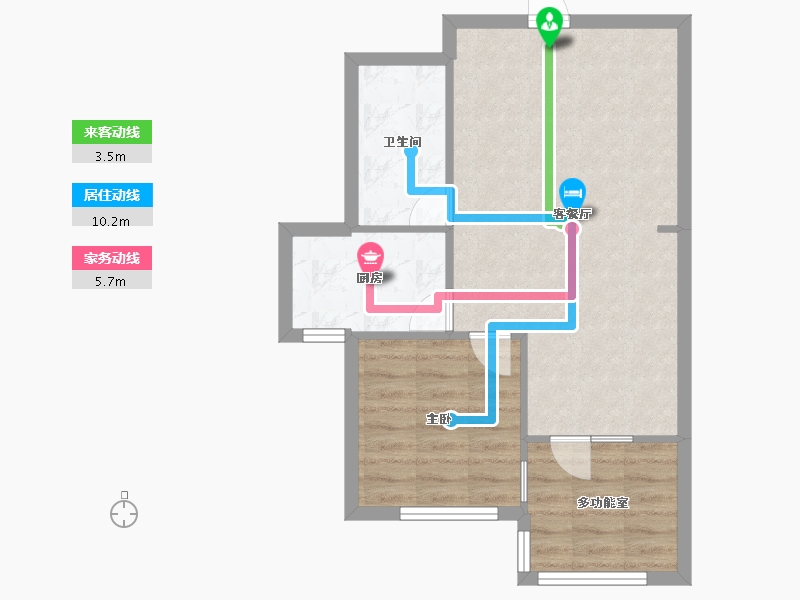 辽宁省-沈阳市-盛世园田居桃仙大街(10,11)号楼70m²-56.01-户型库-动静线