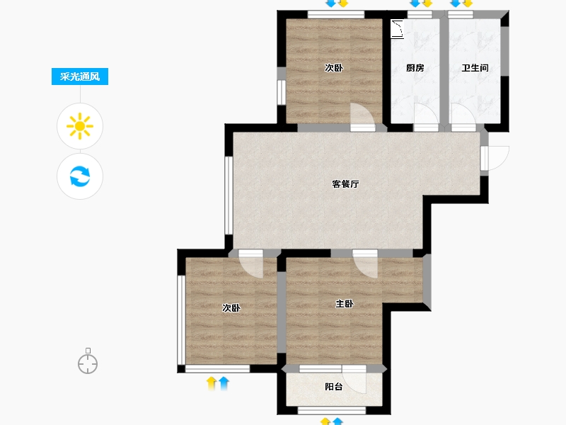 辽宁省-沈阳市-盛世园田居桃仙大街（28,23)号楼86m²-68.80-户型库-采光通风