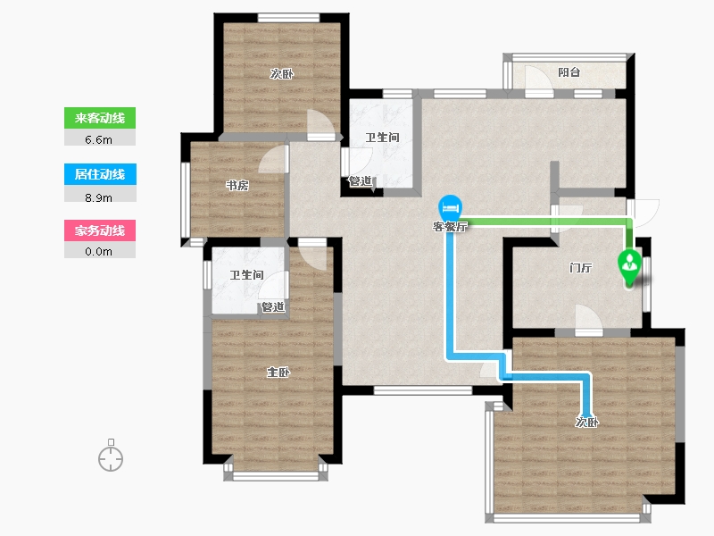 辽宁省-沈阳市-盛世园田居桃仙大街6G2-21号146m²-122.69-户型库-动静线