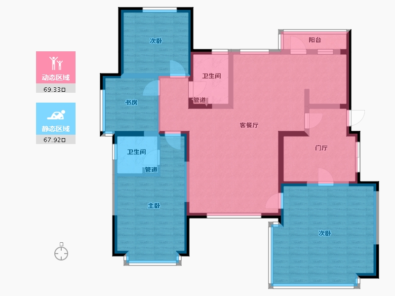 辽宁省-沈阳市-盛世园田居桃仙大街6G2-21号146m²-122.69-户型库-动静分区