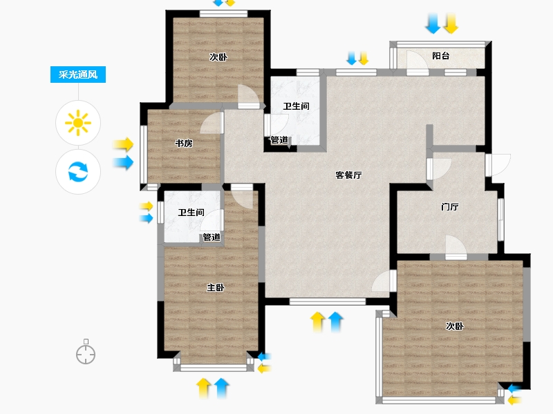 辽宁省-沈阳市-盛世园田居桃仙大街6G2-21号146m²-122.69-户型库-采光通风