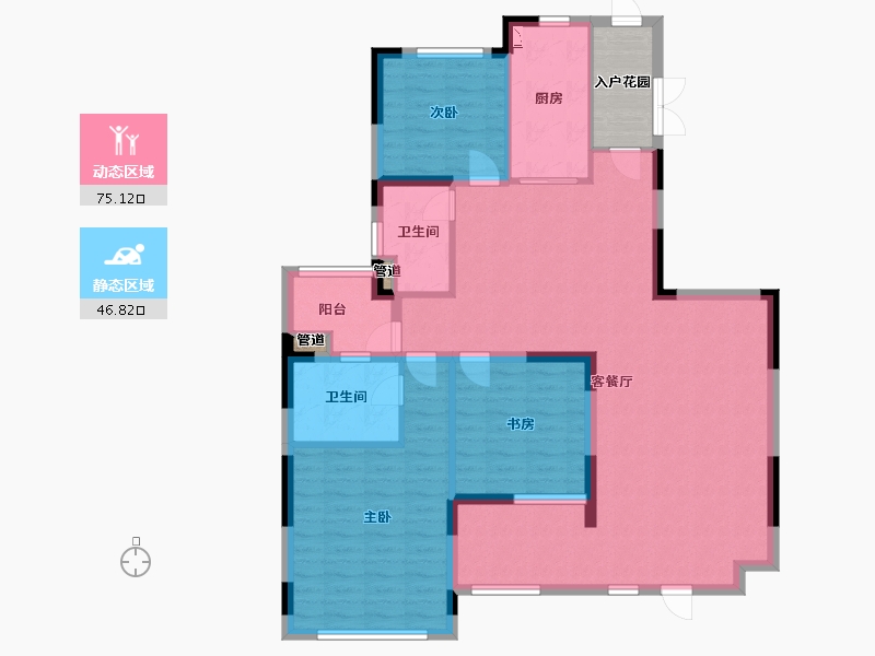 辽宁省-沈阳市-沈阳恒大四季上东全运五路二期（1,3,4,8）号楼144m²-115.20-户型库-动静分区