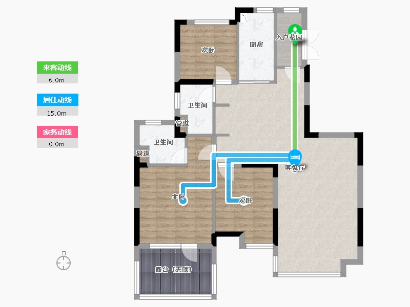 辽宁省-沈阳市-沈阳恒大四季上东全运五路二期（1,3,4,8）号楼A3户型128m²-101.18-户型库-动静线