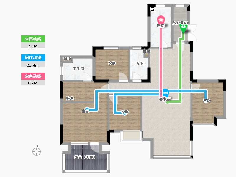 辽宁省-沈阳市-沈阳恒大四季上东全运五路二期(2,5）号楼E3户型148m²-118.40-户型库-动静线