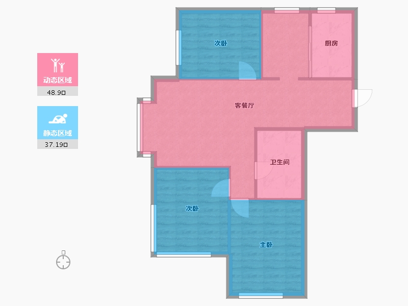 辽宁省-沈阳市-盛世园田居桃仙大街（1，2)号楼103m²-78.49-户型库-动静分区