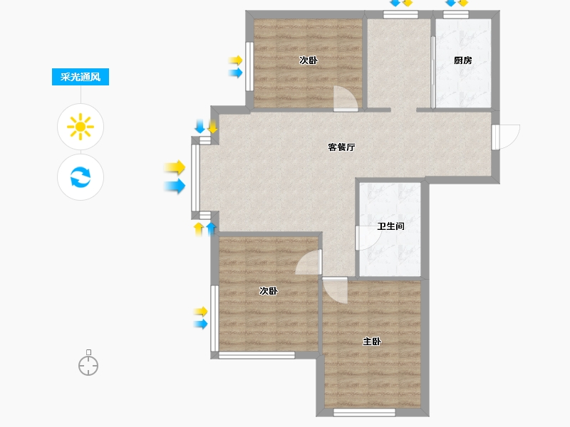 辽宁省-沈阳市-盛世园田居桃仙大街（1，2)号楼103m²-78.49-户型库-采光通风