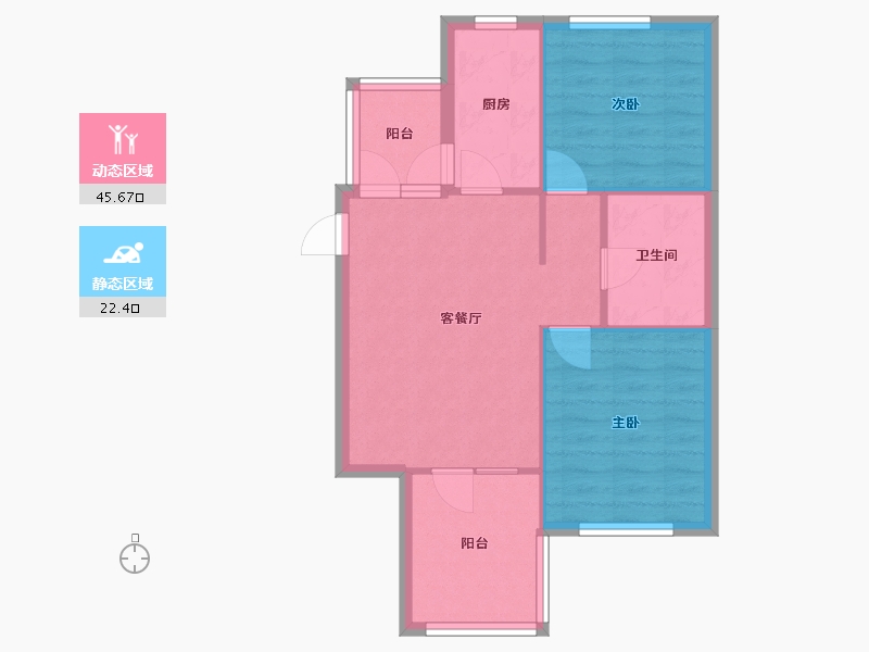 辽宁省-沈阳市-盛世园田居桃仙大街（3，26)号楼78m²-61.42-户型库-动静分区