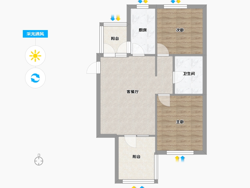 辽宁省-沈阳市-盛世园田居桃仙大街（3，26)号楼78m²-61.42-户型库-采光通风