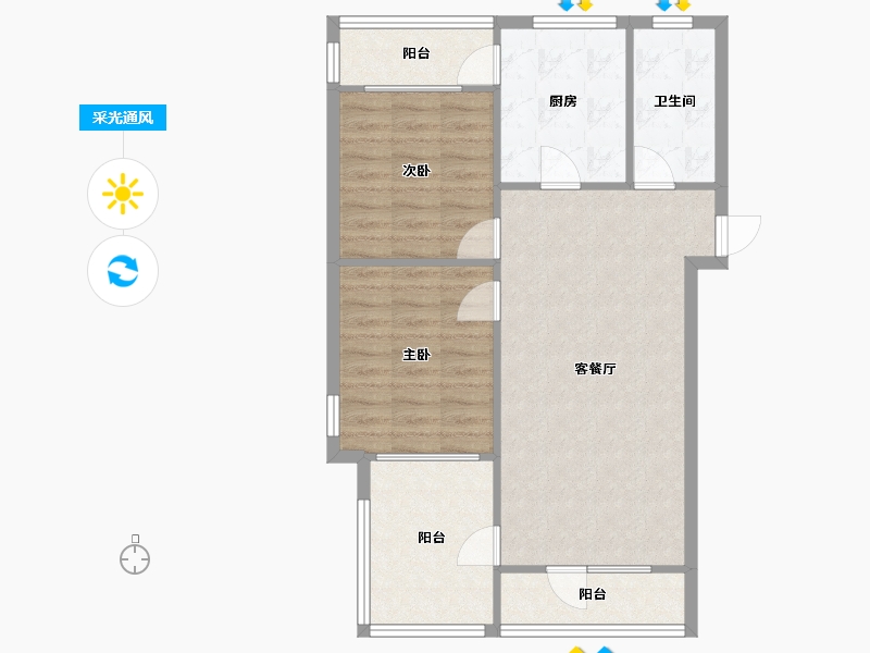 辽宁省-沈阳市-盛世园田居桃仙大街（4，6)号楼96m²-76.61-户型库-采光通风