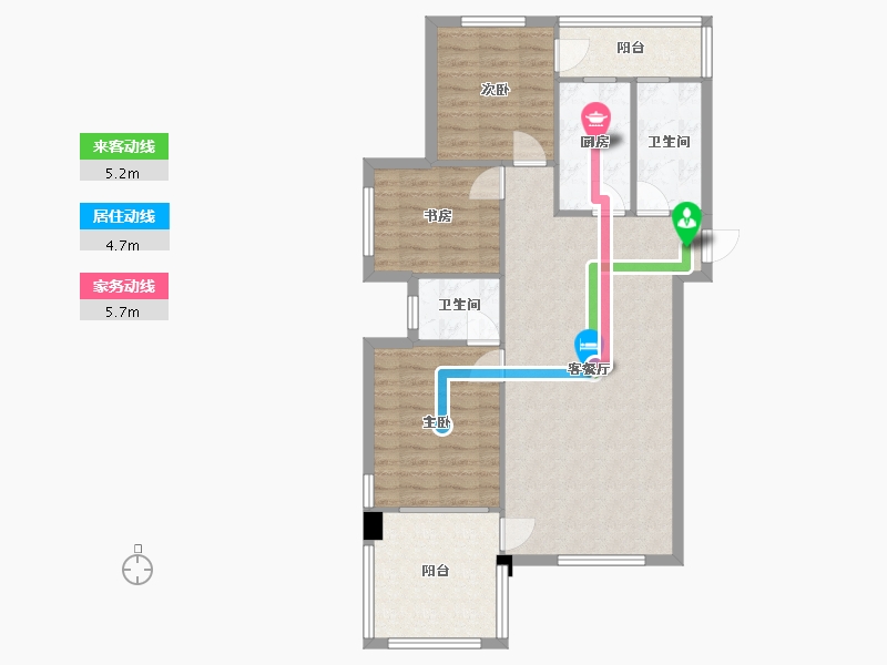 辽宁省-沈阳市-盛世园田居桃仙大街（3，26)号楼117m²-90.44-户型库-动静线