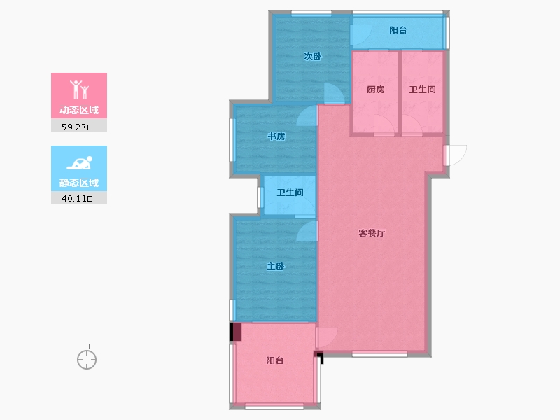 辽宁省-沈阳市-盛世园田居桃仙大街（3，26)号楼117m²-90.44-户型库-动静分区