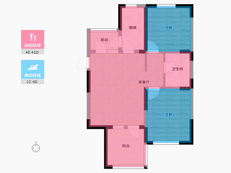 辽宁省-沈阳市-盛世园田居桃仙大街(4,6,27)号楼81m²-60.52-户型库-动静分区