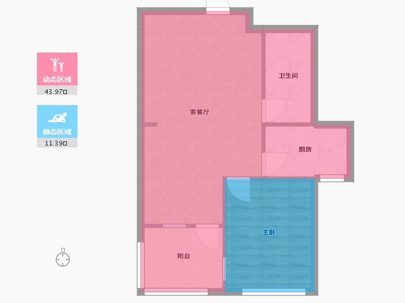 辽宁省-沈阳市-盛世园田居桃仙大街（4，6,27)号楼68m²-50.17-户型库-动静分区