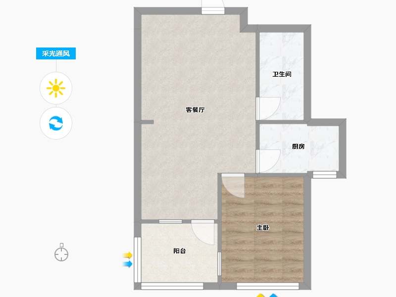 辽宁省-沈阳市-盛世园田居桃仙大街（4，6,27)号楼68m²-50.17-户型库-采光通风