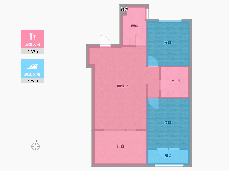 辽宁省-沈阳市-盛世园田居桃仙大街（5，7)号楼91m²-69.38-户型库-动静分区