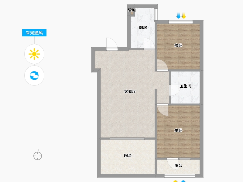 辽宁省-沈阳市-盛世园田居桃仙大街（5，7)号楼91m²-69.38-户型库-采光通风