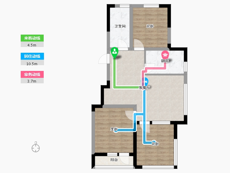 辽宁省-沈阳市-盛世园田居桃仙大街（5，7)号楼93m²-67.63-户型库-动静线