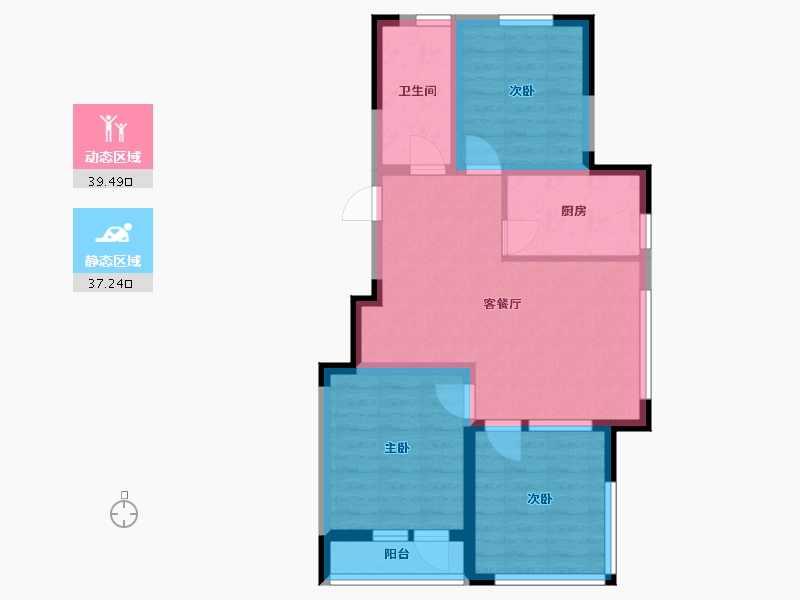 辽宁省-沈阳市-盛世园田居桃仙大街（5，7)号楼93m²-67.63-户型库-动静分区