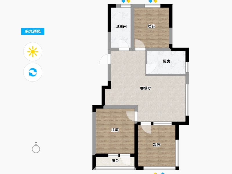 辽宁省-沈阳市-盛世园田居桃仙大街（5，7)号楼93m²-67.63-户型库-采光通风