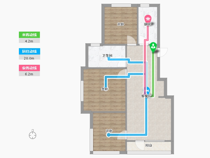 辽宁省-沈阳市-盛世园田居桃仙大街（5，7)号楼97m²-73.44-户型库-动静线