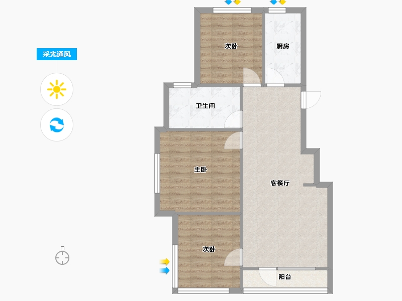 辽宁省-沈阳市-盛世园田居桃仙大街（5，7)号楼97m²-73.44-户型库-采光通风