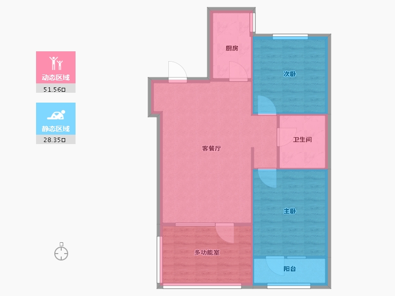 辽宁省-沈阳市-盛世园田居桃仙大街（5,29,30)号楼91m²-72.80-户型库-动静分区