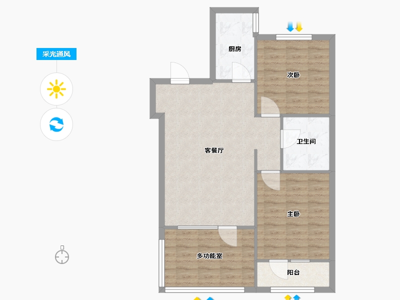 辽宁省-沈阳市-盛世园田居桃仙大街（5,29,30)号楼91m²-72.80-户型库-采光通风