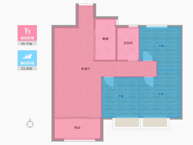 辽宁省-沈阳市-万达公园one　110㎡户型110m²-82.26-户型库-动静分区