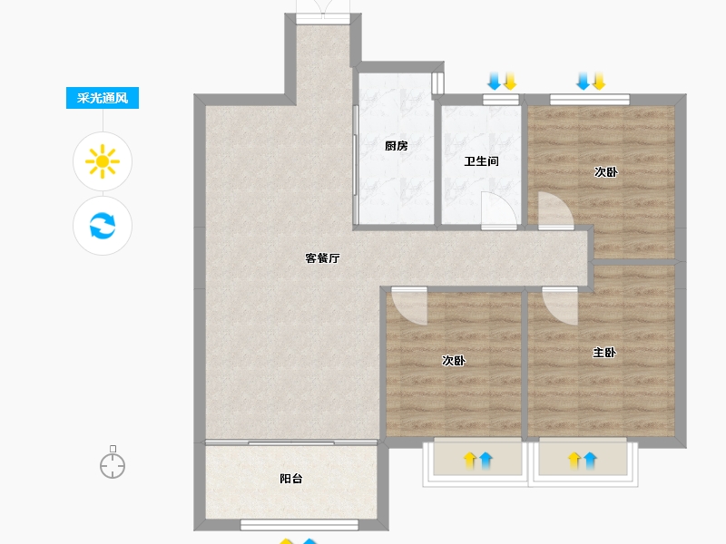 辽宁省-沈阳市-万达公园one　110㎡户型110m²-82.26-户型库-采光通风