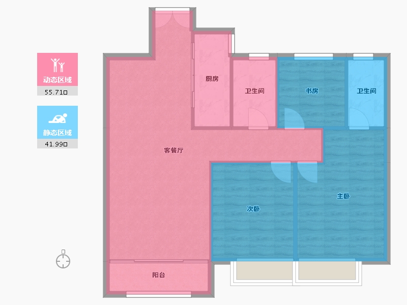 辽宁省-沈阳市-万达公园one120㎡户型120m²-89.74-户型库-动静分区