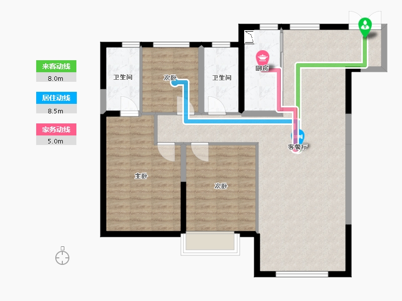 辽宁省-沈阳市-万达公园one129㎡户型129m²-97.55-户型库-动静线